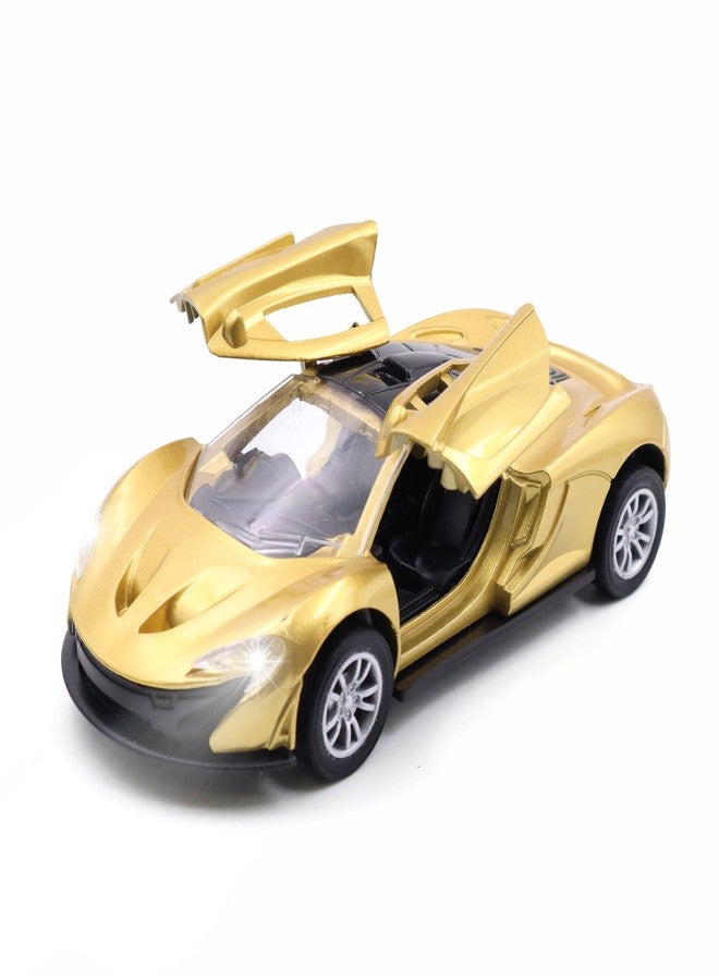 ويمسي سيارة سباق رياضية معدنية مصبوبة من WHIMSY، سيارة معدنية بصوت محرك واقعي، أضواء LED، أبواب قابلة للفتح والإغلاق، سيارة سحب للخلف مصنوعة من سبائك الزنك للأطفال فوق 3 سنوات، معتمدة من BIS (ذهبية). - Image 1